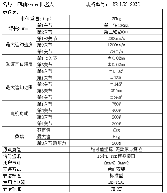 四轴机器人 BR-LS10-803*(602*)